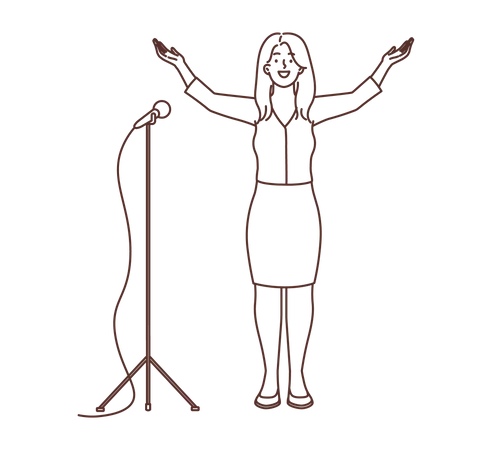 Young lady performing on stage  Illustration