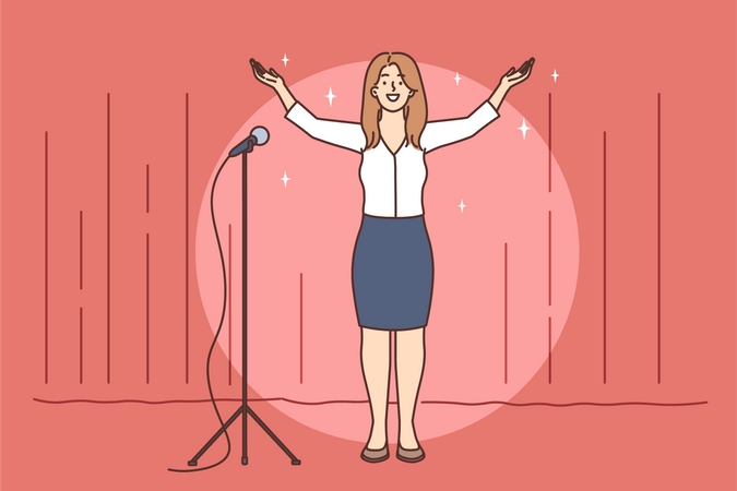 Young lady performing on stage  Illustration