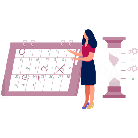 Young lady pointing business schedule  Illustration