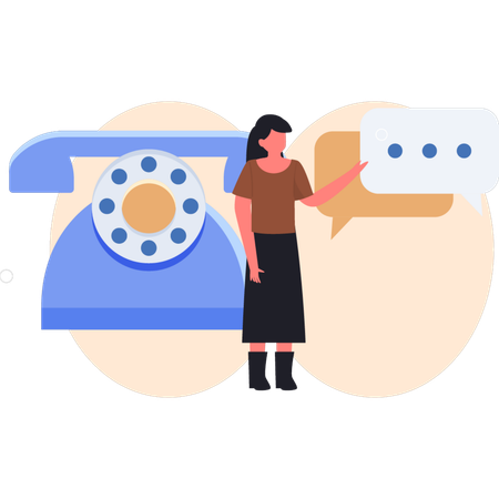 Young lady pointing online conversation  Illustration