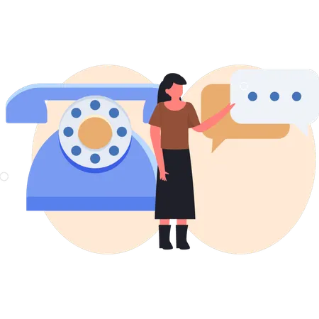 Young lady pointing online conversation  Illustration