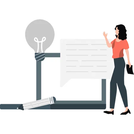 Young lady presenting business ideas  Illustration