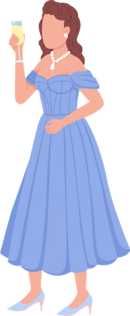 Young lady raising toast  Illustration