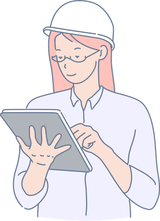 Young lady reading construction notes  Illustration