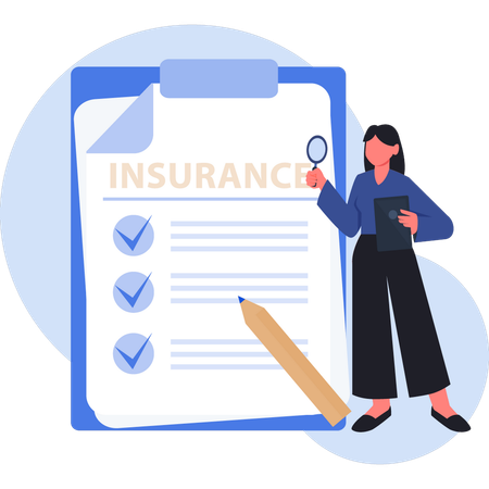 Young lady searching insurances document  Illustration