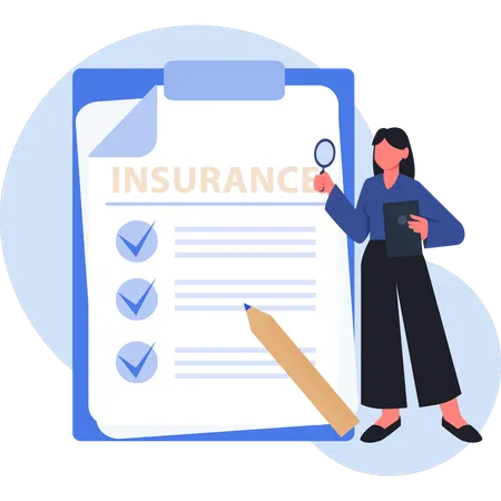 Young lady searching insurances document  Illustration