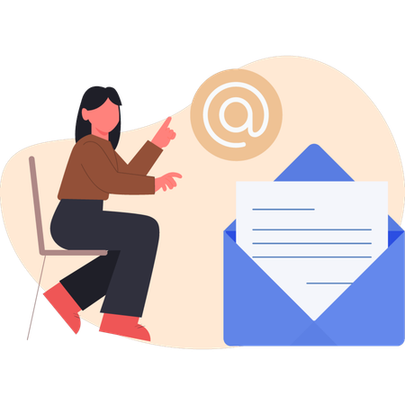 Young lady showing business mail  Illustration