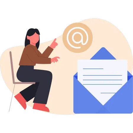 Young lady showing business mail  Illustration