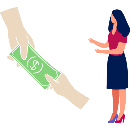 Young lady showing corrupt money  Illustration