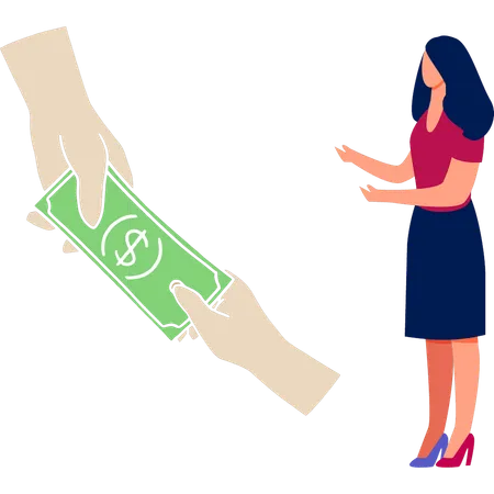 Young lady showing corrupt money  Illustration