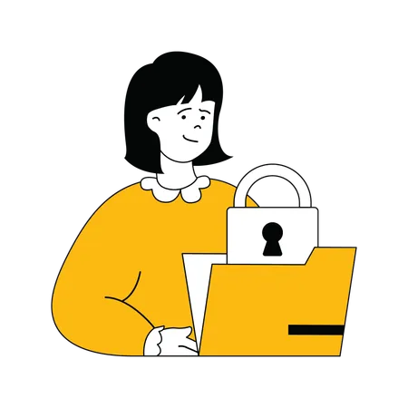 Young lady showing folder security  Illustration