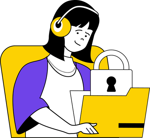 Young lady showing folder security  イラスト