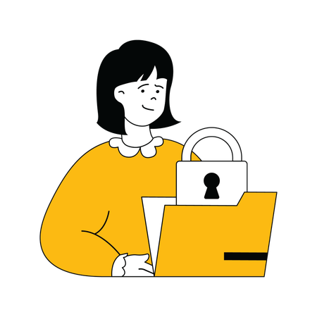Young lady showing folder security  イラスト