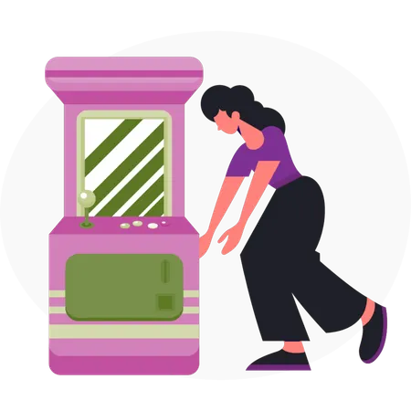 Young lady showing game on monitor  Illustration