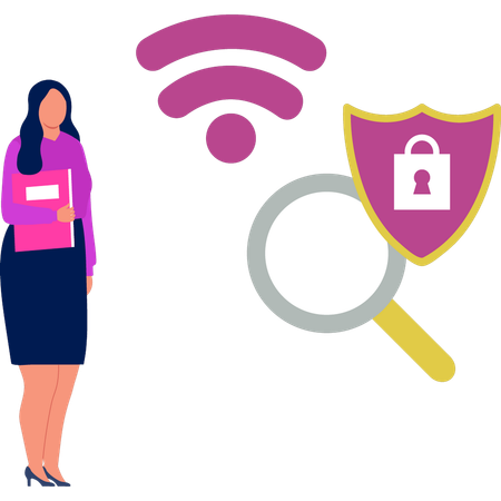 Young lady showing internet security  Illustration