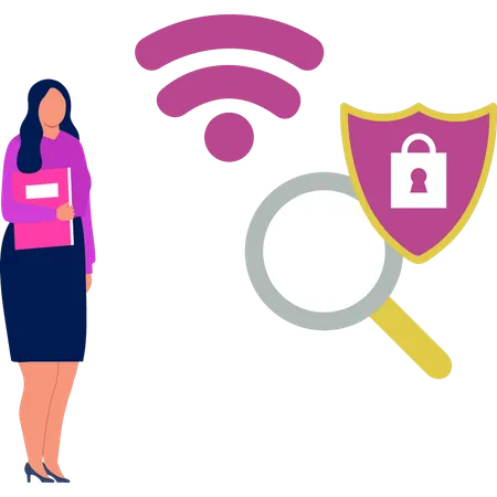 Young lady showing internet security  Illustration