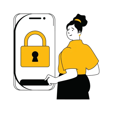 Young lady showing mobile security  Illustration