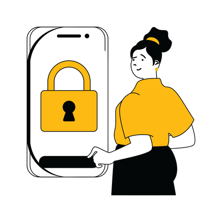 Young lady showing mobile security  Illustration