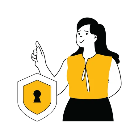 Young lady showing security  Illustration