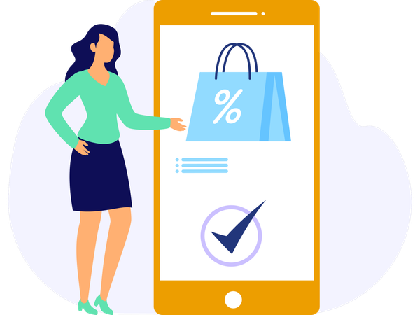 Young lady showing Shopping Website  Illustration