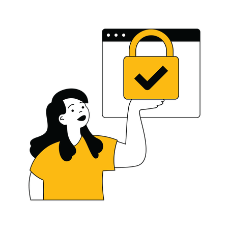 Young lady showing website security  Illustration