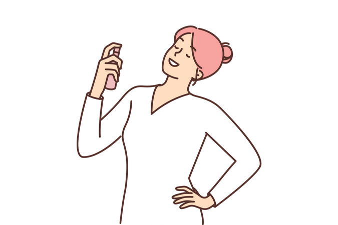 Young lady spraying fragrance  Illustration