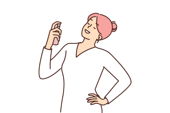 Young lady spraying fragrance  Illustration