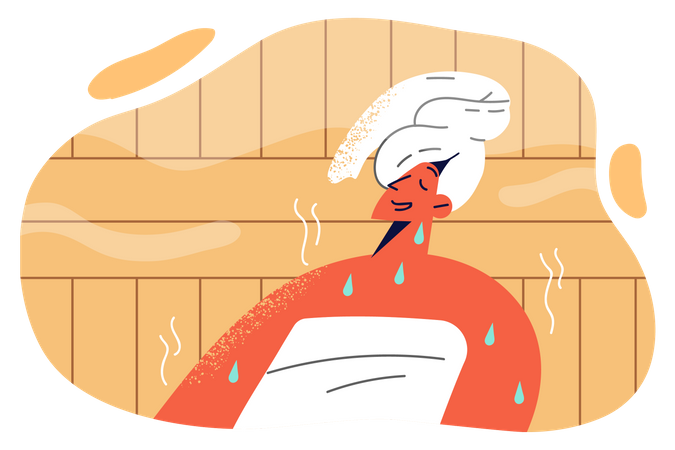 Young lady taking steam bath  Illustration
