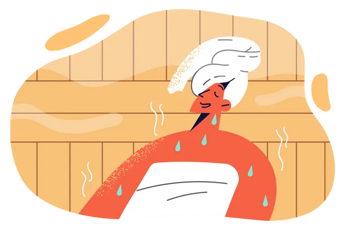 Young lady taking steam bath  Illustration