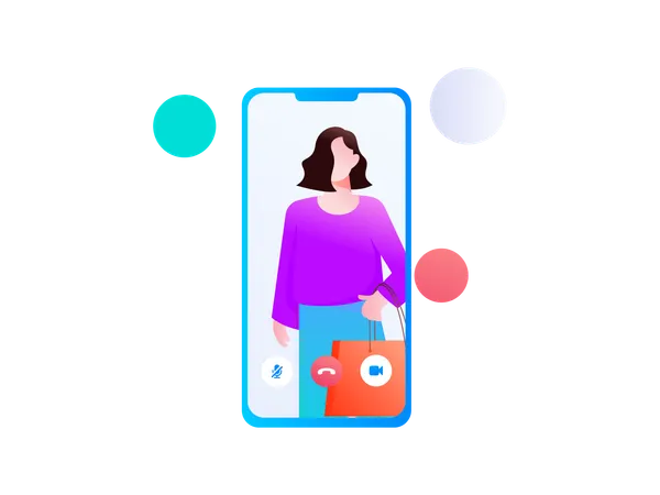 Young lady talking online using mobile  Illustration