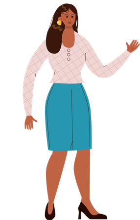 Young lady waving hand  Illustration