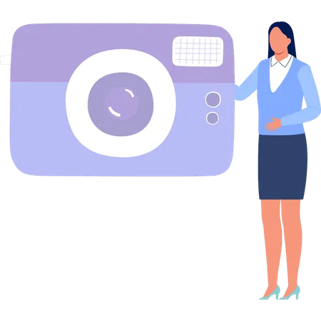 Young lady with camera  Illustration