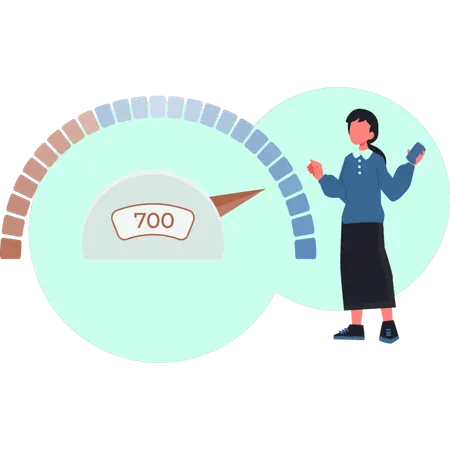 Young lady working about speed meter  Illustration