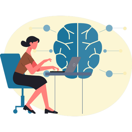 Young lady working on AI mind  Illustration