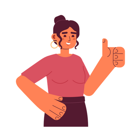 Young latina woman with thumb up  イラスト