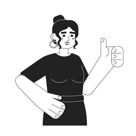Young latina woman with thumb up  Illustration