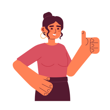 Young latina woman with thumb up  Illustration