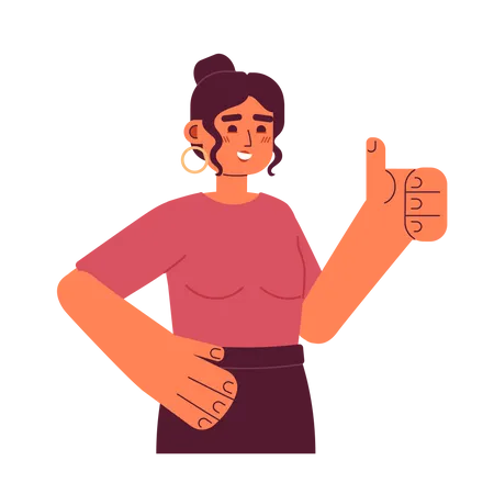 Young latina woman with thumb up  Illustration