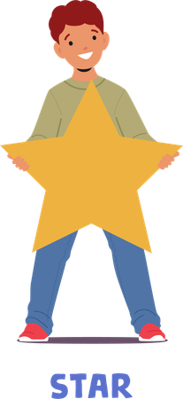 Young Learner Holds A Star Shape  イラスト