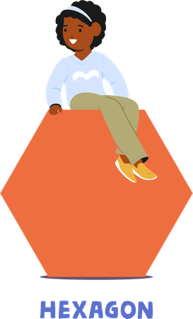 Young Learner Sits On A Hexagon  イラスト