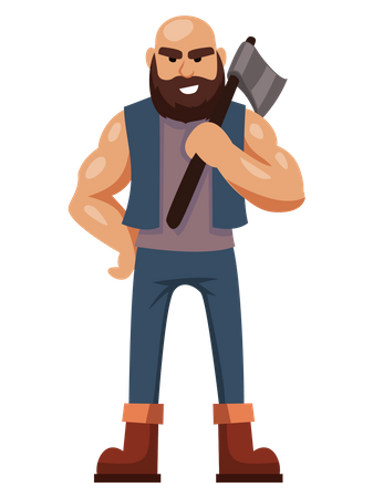 Young Lumberjack carry axe Illustration