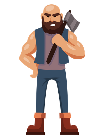 Young Lumberjack carry axe  Illustration