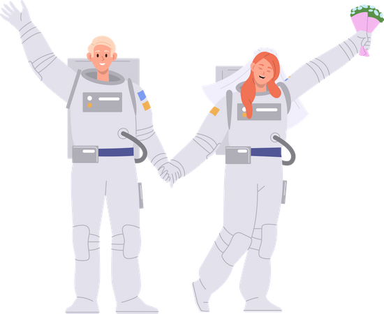 Young male and female cosmonaut  Illustration