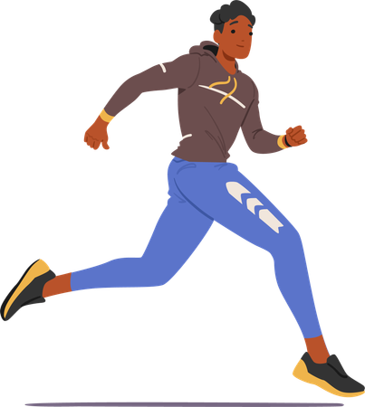 Young Male Athlete running in race completion  Illustration