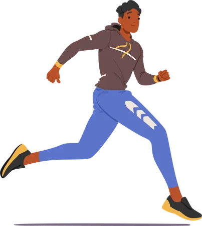 Young Male Athlete running in race completion  Illustration