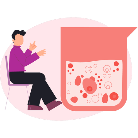 Young male Biologist looking at DNA molecule  Illustration