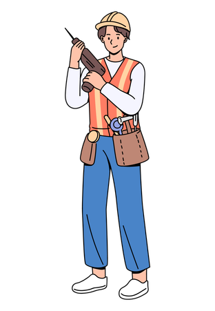 Young male builder  Illustration