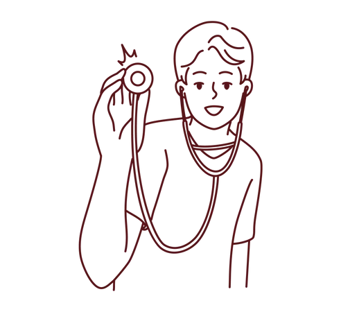 Young Male doctor with stethoscope  Illustration