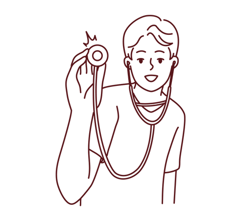 Young Male doctor with stethoscope  Illustration