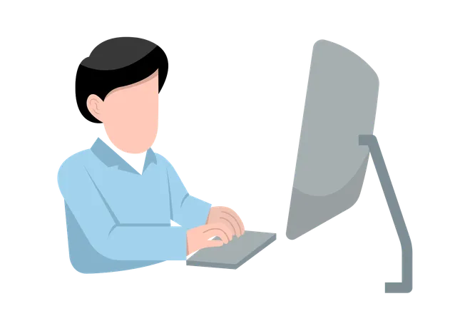 Young male employee working at office  Illustration